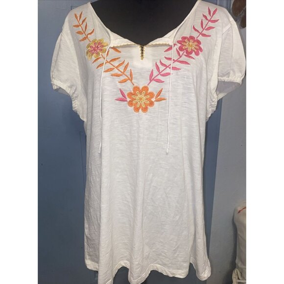 GH Bass & Co. Women's V-Neck, Short Sleeve Shirt/Top Size XXL Blouse Lightweight - Picture 2 of 11